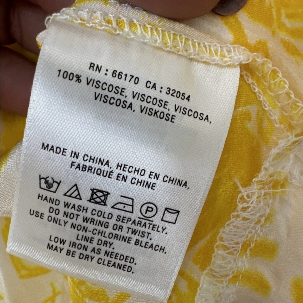 Anthropologie Lilka Nadyia Printed Caftan XS | Yellow Semi Sheer Beach Cover Up - Picture 15 of 15